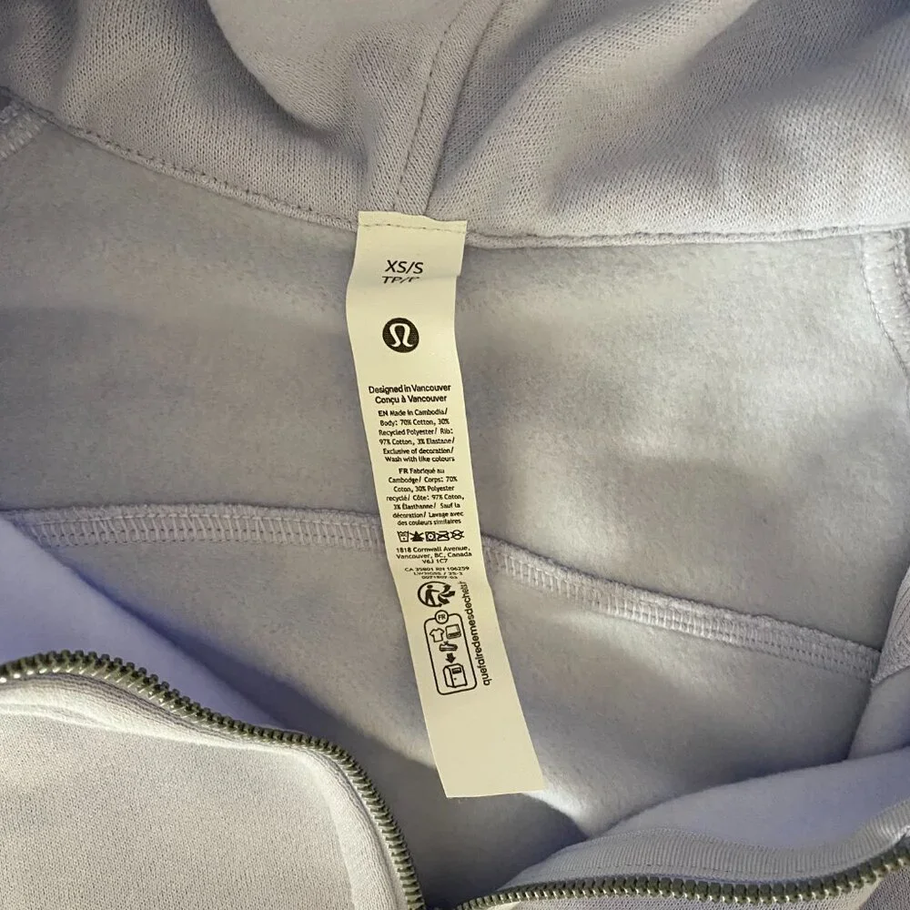 New Lululemon Scuba Oversized Full-Zip Hoodie 'Serene Blue' Size XS/S